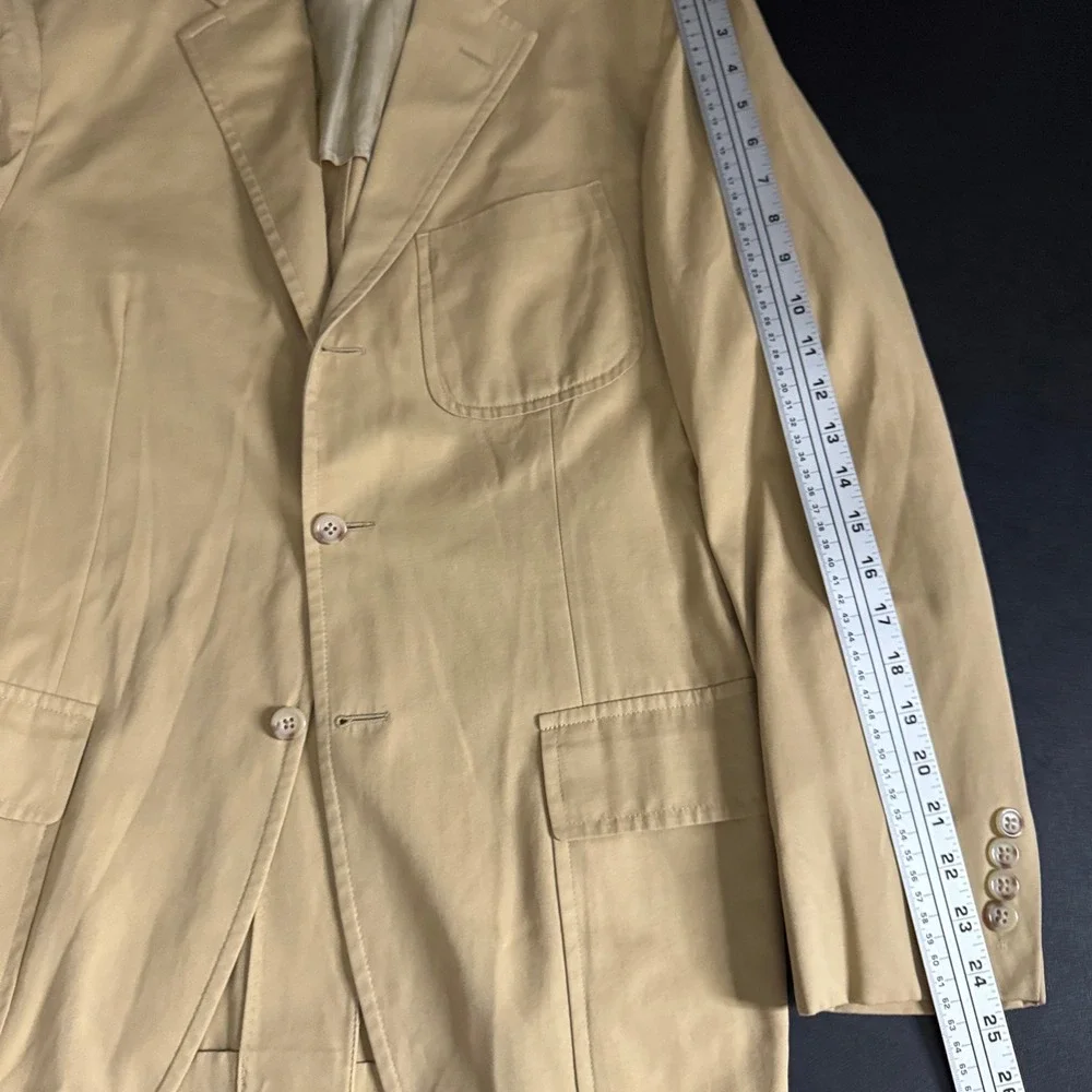 Polo Ralph Lauren‎ Made In Italy Tan Cotton Two Button Sport Coat Blazer 42R - Picture 6 of 10